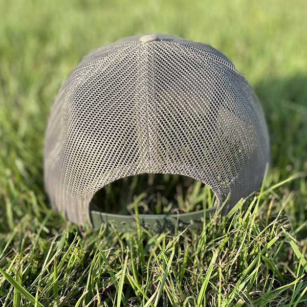 flag patch hat olive drab mesh back of hat adjustable strap
